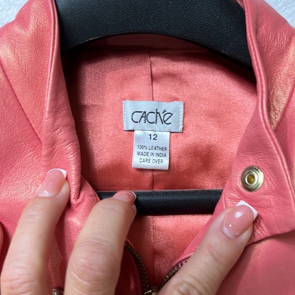 Cache peach pearl 100% leather jacket - Picture 9 of 12